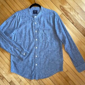 Abercrombie & Fitch Women's Linen Cotton Button Down Banded Collar Beach Preppy